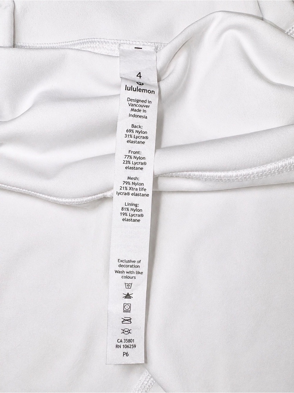 Lululemon Women’s White Leggings - Size 4